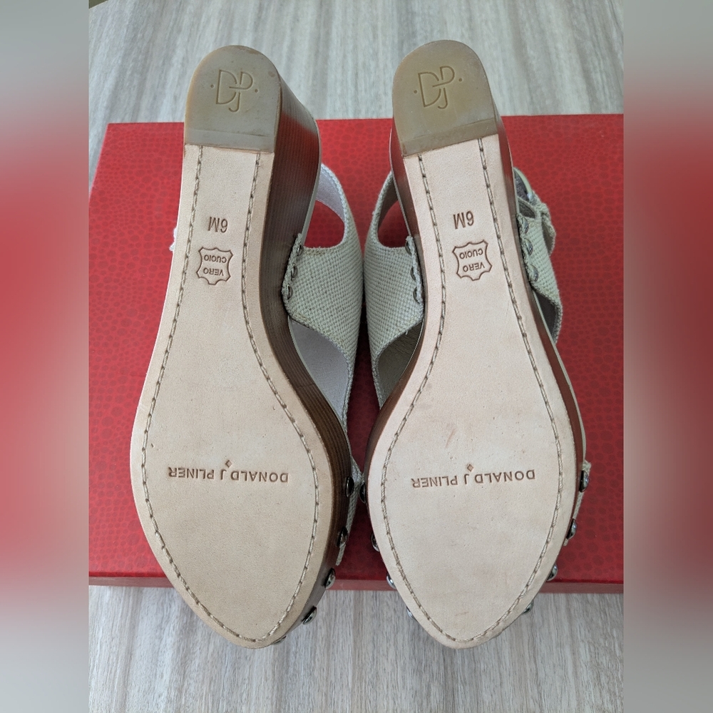 Donald J. Pliner Beige Sequin Embroidered Wedges - Picture 13 of 13
